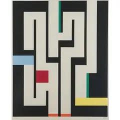 Weisse zeichen by Walter Dexel, 1971, color screenprint, sold Jun 2025