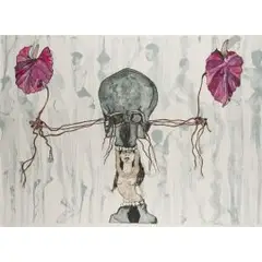 Mutation mit totenkopf by Cornelia Schleime, 2002, color lithograph, sold Jun 2025