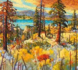 Okanagan Lake, Above Summerland by Rod Charlesworth, oil on canvas, sold Jan 2018