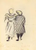 Gehendes Paar by Heinrich Zille, Farbkreide auf Papier, sold Jun 2015