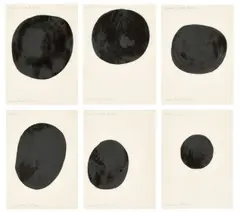 Schwarze Kreise by Olav Christopher Jenssen, 1996, 6 Blatt: Jeweils Gouache auf Papier, fixiert mit Wachs, sold Oct 2022