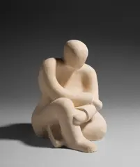 Ohne Titel (Sitzende männliche Figur) by Hans Schmitz, Um 1925, Ton, ungebrannt, sold Sep 2021