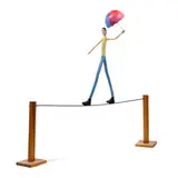 Tightrope Walker Installation by Jerry Noe, Hand carved wood with steel rod and polychrome, sold Apr 2022