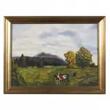Cows at Pasture by Thomas W. Hamstrong, Oil on canvas, sold Mar 2022
