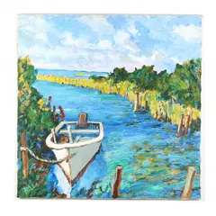 Monroe's Boat on Parker's Creek by Kyle Highsmith, Oil on canvas, sold Mar 2022