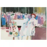 Ladies at Luncheon by Jane Carter, Watercolor and gouache with pencil and ink on paper, sold Mar 2022