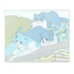 Three Cats (Woman with six other people) by Winona Crawford, Acrylic and charcoal on canvas with acrylic matte varnish, sold Mar 2022