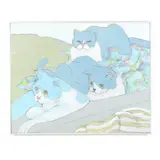 Three Cats (Woman with six other people) by Winona Crawford, Acrylic and charcoal on canvas with acrylic matte varnish, sold Mar 2022