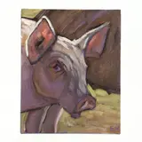 Small Pig by Ed King, Oil on canvas panel, sold Mar 2022