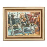 North River, P.A. by Paul Raymond, Oil on Masonite, sold Mar 2022