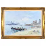 Harbor Scene by John Clymer, Oil on canvas, sold Mar 2022