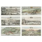 Six Views of Swedish Garden Estates by Erik Dahlberg, Hand-colored engravings, sold Mar 2022