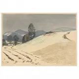 Winter Mountain by Hans Frank, Woodcut print in colors, sold Mar 2022
