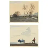 Two Prints by Hans Frank, To include a woodblock print picturing a horse and plow, sold Mar 2022