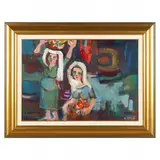 Safed Market Scene by Catriel Efrony, Acrylic on canvas, sold Mar 2022