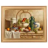 Still Life with Continental Ceramics by Loran Speck, Oil on board, sold Mar 2022