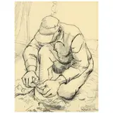 Mending Nets by Claude Howell, Ink and pencil on paper, sold Mar 2022