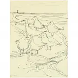 Gulls by Claude Howell, Ink on paper, sold Mar 2022