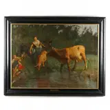 Pastoral Scene by Charles T. Webber, Oil on canvas, sold Mar 2022