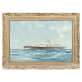 Ocean Liner with Helipad by John Stobart, Oil on canvas (lined), sold Mar 2022