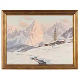 Winterabend in Lermoos Tirol, Sonnenspitze by Erwin Kettemann, Oil on canvas, sold Mar 2022