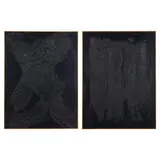 Pair of Black-on-Black Abstract Paintings by Ron Goins, Oil on canvas, sold Feb 2022