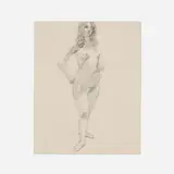 Nude #7 by Paul Georges, 1965, graphite on paper, sold Aug 2024