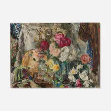 Flowers by Gerald Vivian Davis, oil on panel, sold Aug 2024