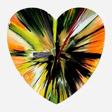 Heart Spin Painting by Damien Hirst, 2009, acrylic on paper, sold Aug 2024