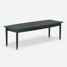 Coffee table by Duilio (Dubé) Barnabé, c. 1958, reverse painted glass, lacquered wood, sold Jun 2022