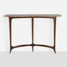 Wall-mounted console by Guglielmo Ulrich, c. 1942, beech, marble, brass, sold Jun 2022