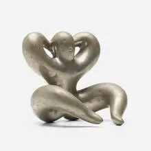 Bobo bookend by Russel Wright, c. 1930, nickel, sold Jun 2022