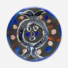 Face No. 30 by Pablo Picasso, 1963, white earthenware clay, decoration in engobes and enamel under glaze, sold Jun 2022