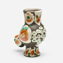 Wood-Owl by Pablo Picasso, 1968, white earthenware with engobe decoration under partial brushed glaze, sold Jun 2022