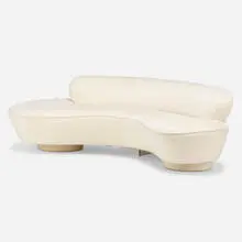 Long Island sofa by Vladimir Kagan, c. 1975, suede upholstery, acrylic, sold Jun 2022