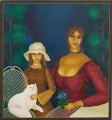My Daughter Masha by Igor Galanin, 1979, Acrylic on Wood Board, offered Jun 2016