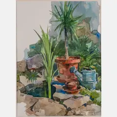 Plants by Robert M. Moyer, Watercolor on board, offered Dec 2023