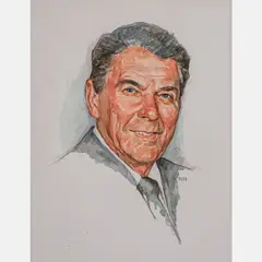 Portrait of Ronald Reagan by Robert M. Moyer, Watercolor on board, offered Dec 2023