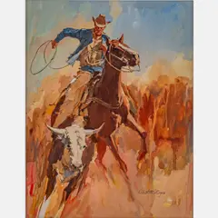 Cowboy by Robert M. Moyer, Watercolor on board, offered Dec 2023