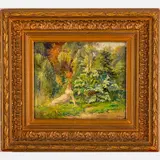 Maiden in a Garden by Antoine August Thivet, Oil on canvas, offered Nov 2023