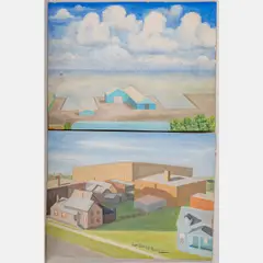 Untitled, Two by Douglas Lucak, gouache on board, offered Nov 2023