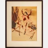 Ballet Dancers by Shirley Aley Campbell, Ink and watercolor on paper, offered Nov 2023