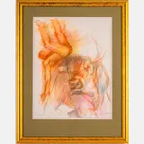 Bull Fight by Shirley Aley Campbell, Pastel on paper, offered Nov 2023