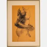 Nude by Shirley Aley Campbell, Charcoal on paper, offered Nov 2023