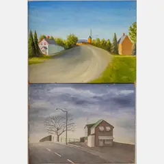 Untitled, Two by Douglas Lucak, gouache on board, offered Nov 2023
