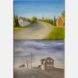 Untitled, Two by Douglas Lucak, gouache on board, offered Nov 2023