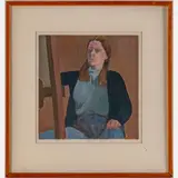 Self Portrait by Catherine Redmond, Oil on rag board, offered Nov 2023