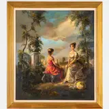 Figures in a Garden by Americo Makk, Oil on canvas, offered Nov 2023
