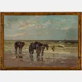 Fishing for Shells,Schelpenvissers by Gerardus Johannes Delfgaauw, Oil on canvas, offered Sep 2022