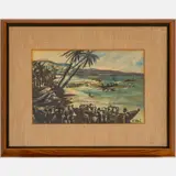 Tropical Coastal Scene by Edmund Tetteh, Gouache on paper, offered Sep 2022
